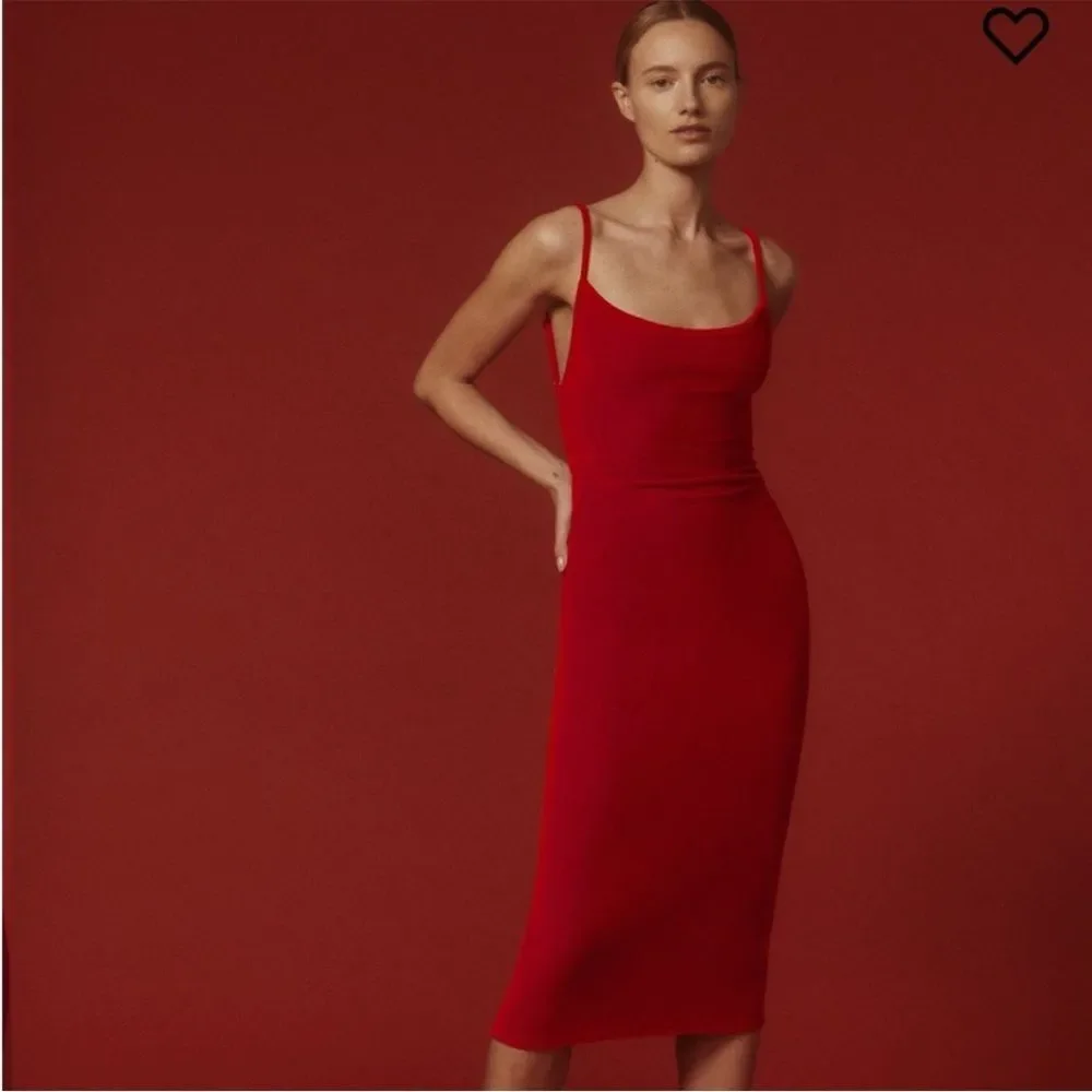 New Reformation‎ Merel Velvet Midi Dress Red Scoop Back Adjustable Strap Sz XS